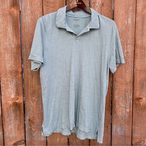 ARIZONA JEAN CO Men’s Teal Black Stripe Polo Shirt Size Large Cotton